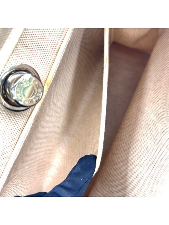 Hermes Herbag a Dos Handbag Leather Canvas Beige Light Brown Backpack Silver main image 8